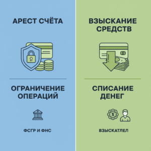 Арест карты и взыскание денежных средств. В чем разница?