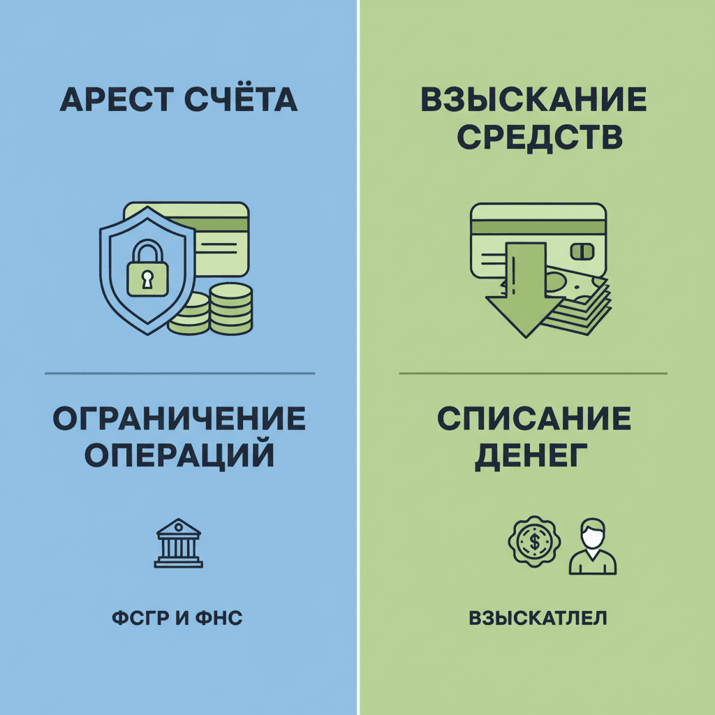 Арест карты и взыскание денежных средств. В чем разница?